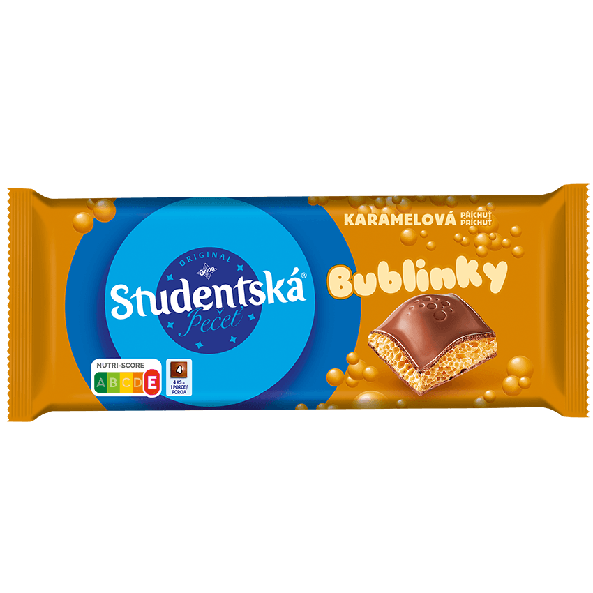 Orion Studentská pečeť Bublinky mléčná a příchuť karamelu 90 g