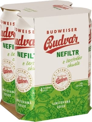 Budějovický Budvar Nefiltr z Čerstvého chmele plech 4x500ml