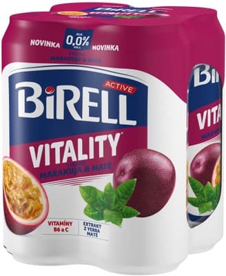 Birell 0.0 Vitality Maracuja & Maté nealkoholické pivo s méně cukru 4x0,33l