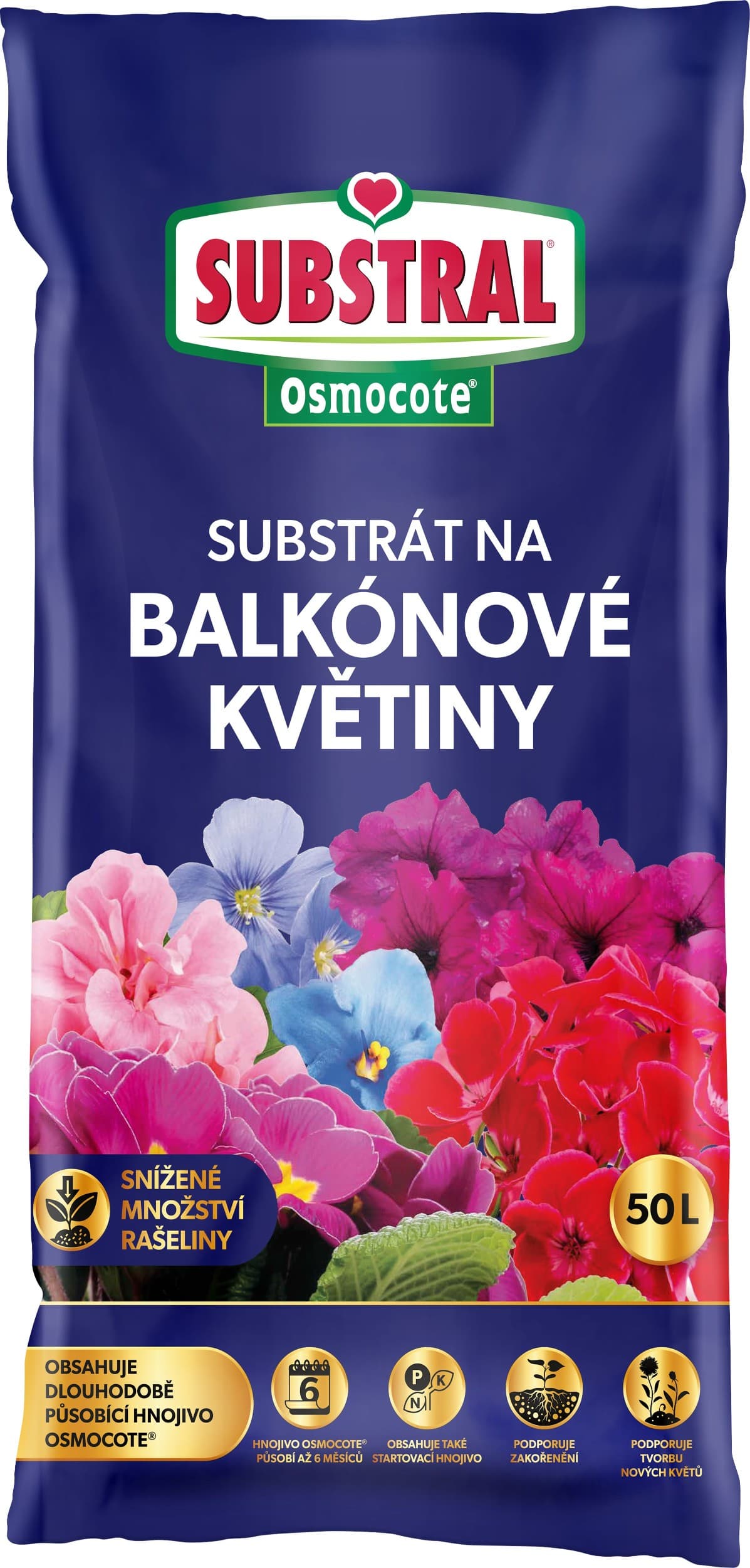 Substrát s hnojivem Osmocote pro balkonové květiny 50l