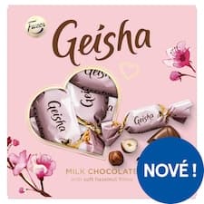 Fazer Geisha Mléčné čokoládové bonbony s náplní z lískových oříšků a nugátu 42g