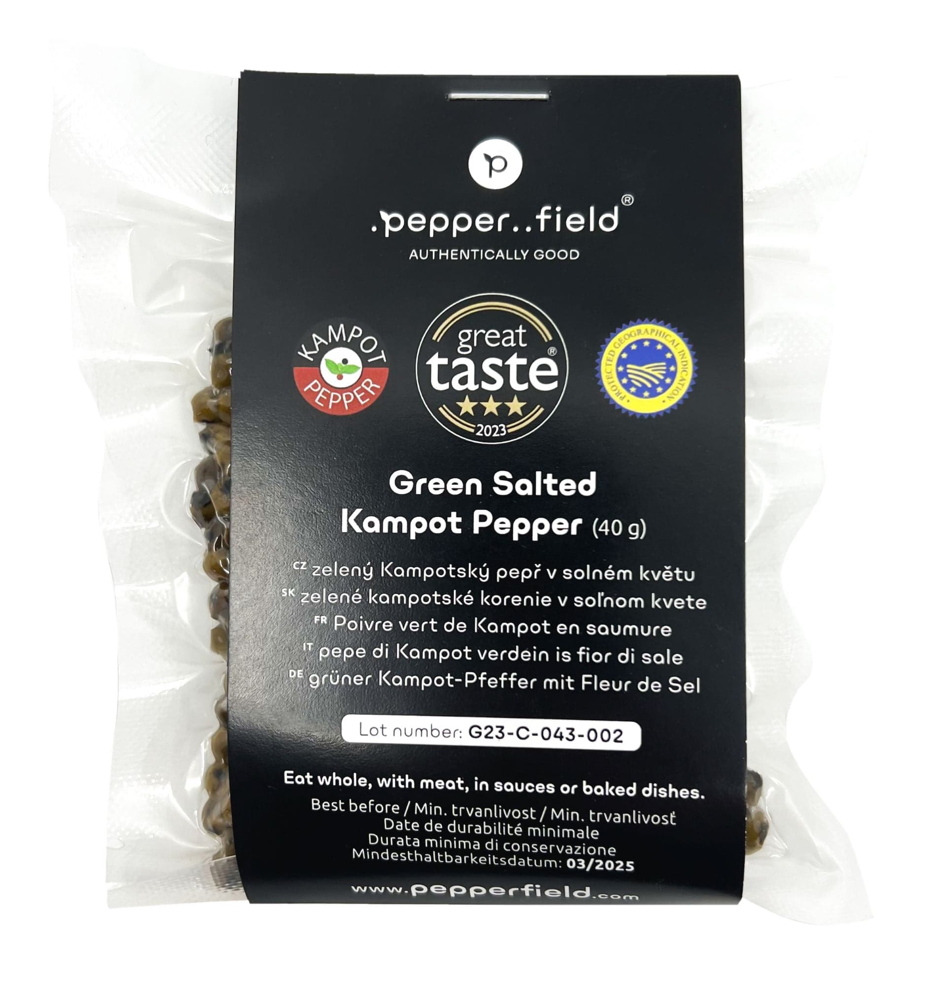 .pepper..field Zelený Kampotský pepř v solném květu malý