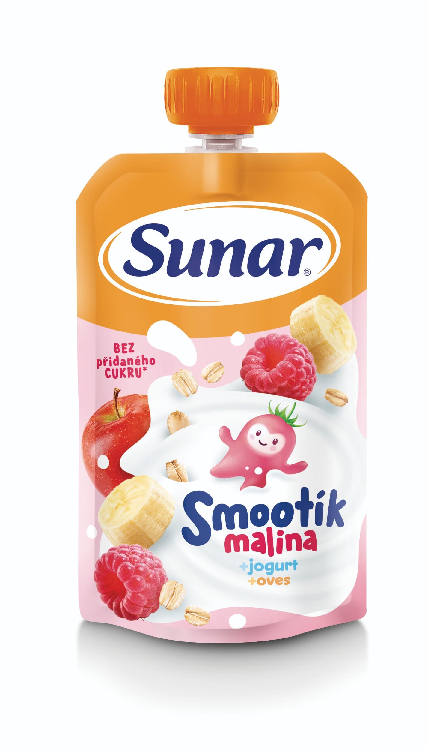 Sunar Smootík dětská kapsička malina, jogurt, ovesné vločky 12m+, 120 g