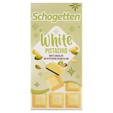 Schogetten Bílá čokoláda s pistáciové krémové náplně a mléčné čokolády 100g