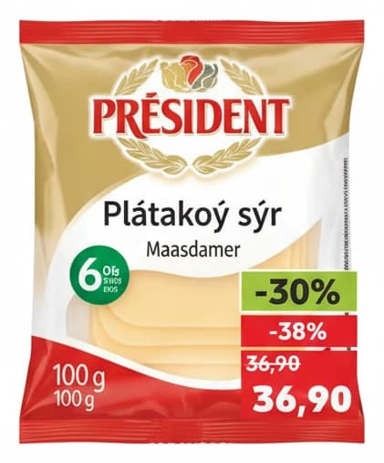Président plátkový sýr