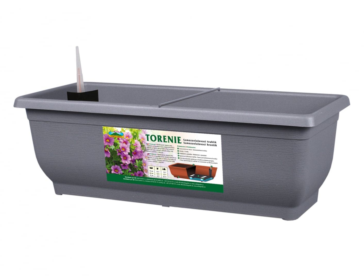 Samozavlažovací truhlík Torenie Modern 50 cm, šedý