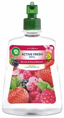 Air Wick Active Fresh náplň na vodní bázi do automatického difuzéru – Lesní plody a broskvový květ