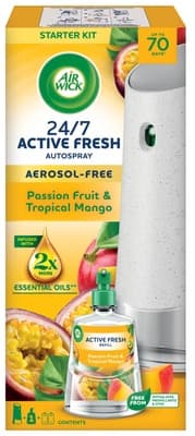Air Wick Active Fresh automatický difuzér a náplň na vodní bázi  – Maracuja a tropické mango