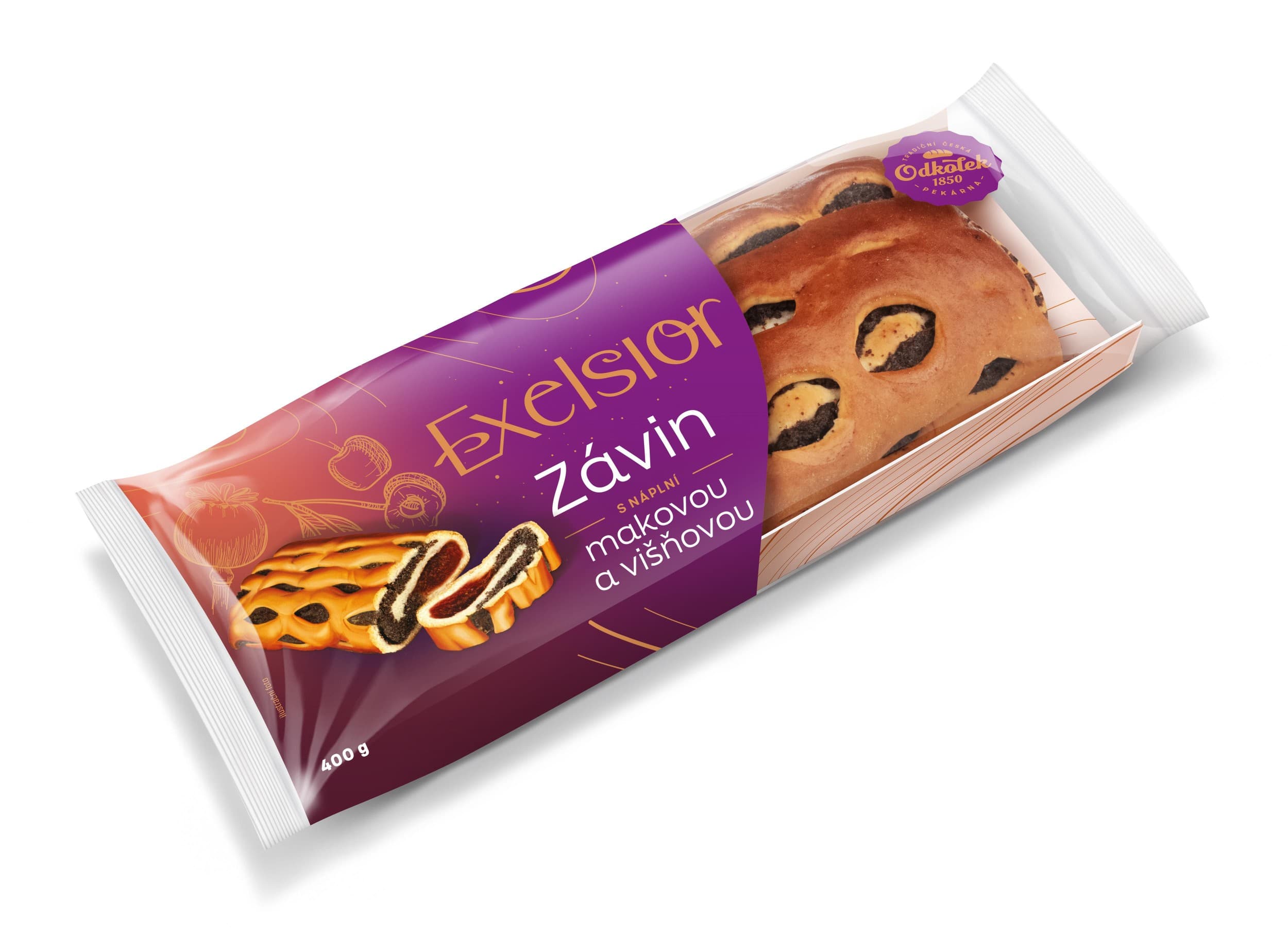 Exelsior Závin s náplní makovou, višňovou 400g