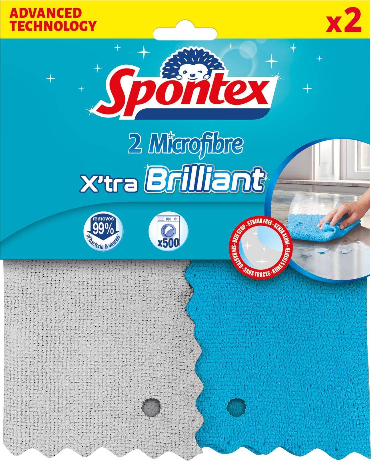 Spontex X'tra Brilliant utěrky z mikrovlákna 2 ks