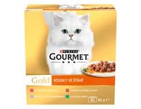 Gourmet Gold konzervy pro kočky kachna, pstruh, králík, telecí ve šťávě 8 x 85 g