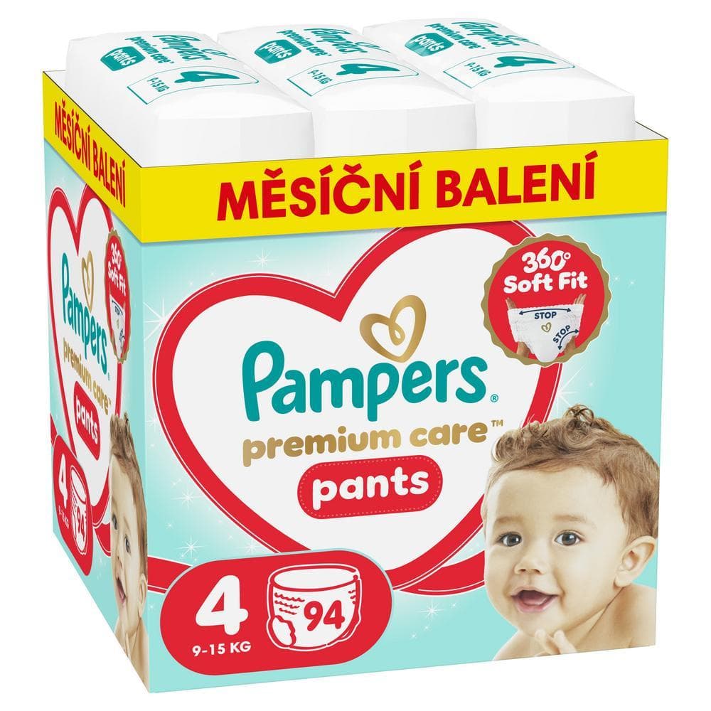 Pampers Premium Care plenkové kalhotky 4 (9–15 kg) 94 ks