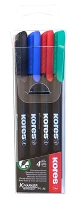 Kores K-MARKER Permanentní popisovač, tenký hrot M, mix 4 barev 4.0 ks