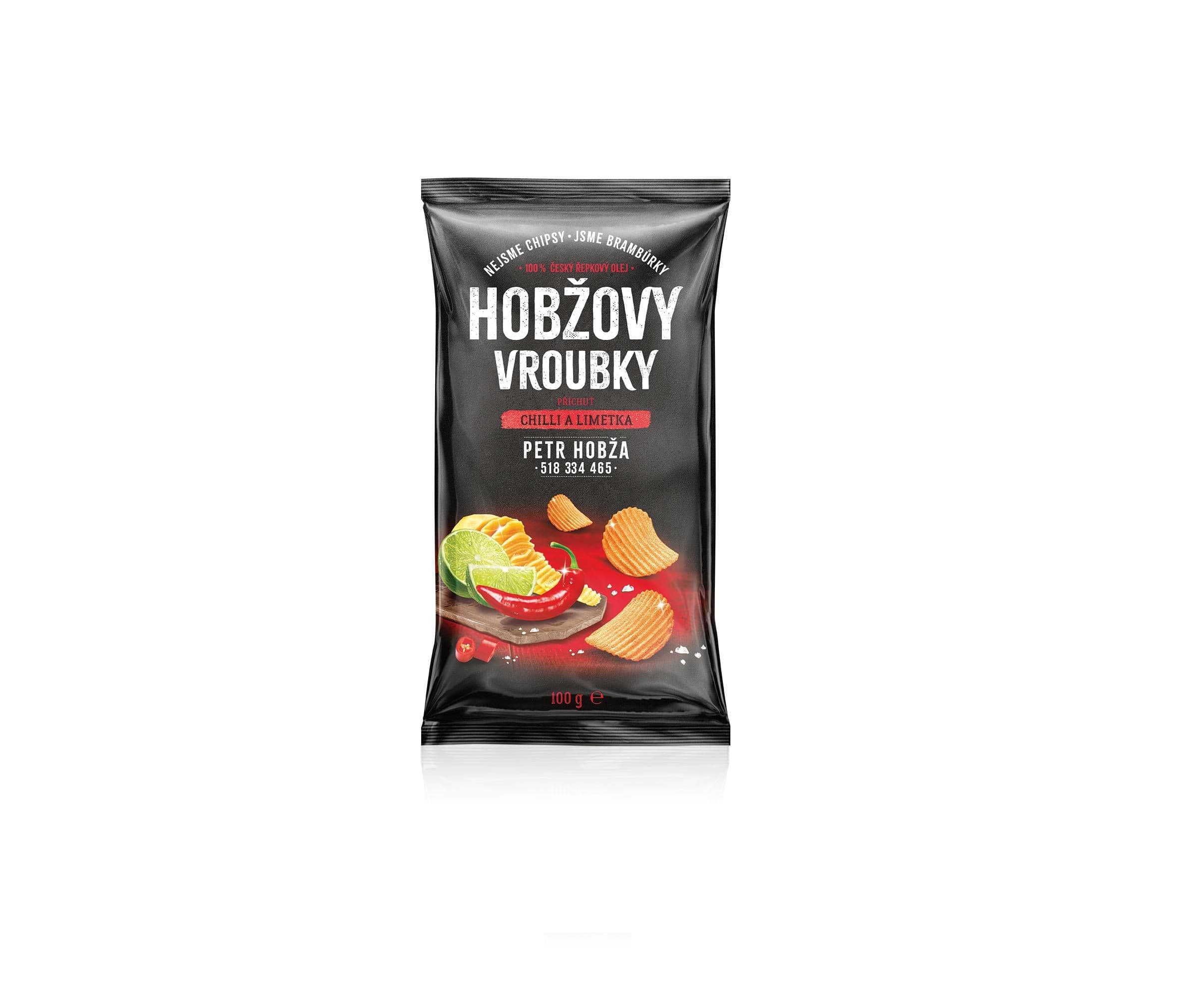 Hobžovy Vroubky chilli a limetka 100g