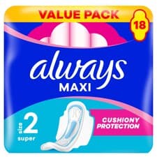 Always Maxi Super Hygienické Vložky (Velikost 2) S Křidélky 18 Vložky