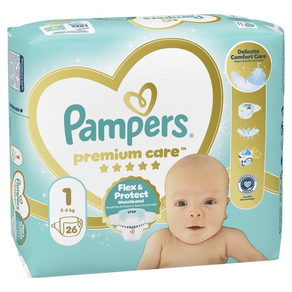 Pampers Premium Care jednorázové plenky 1 (2–5 kg) 26 ks