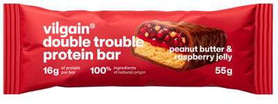 Vilgain Double Trouble Protein Bar arašídové máslo & malinový džem