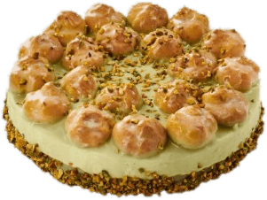 Dortie's Profiteroles pistachio cake