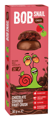 Šnek Bob v mléčné čokoládě jablko-jahoda