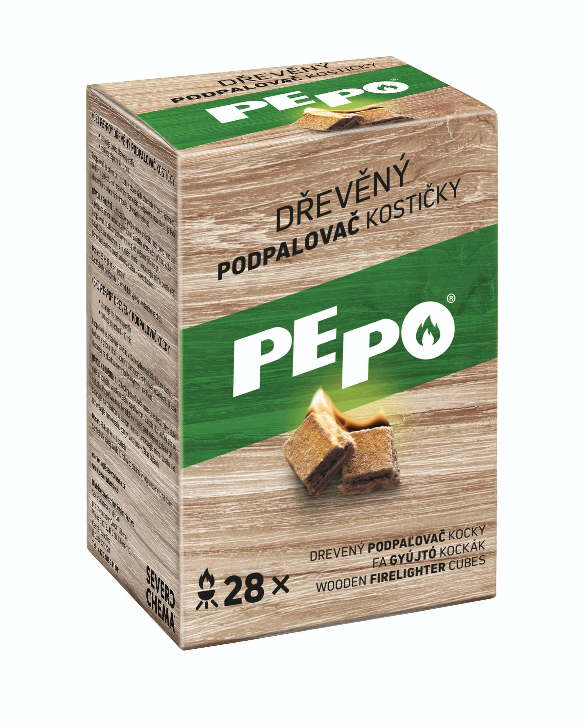 PE-PO dřevěný podpalovač kostičky 28 ks