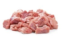 Vepřové kostky z plece 5 x 5 cm volně ložené chlaz. váž. cca 8 kg vlastní výroba