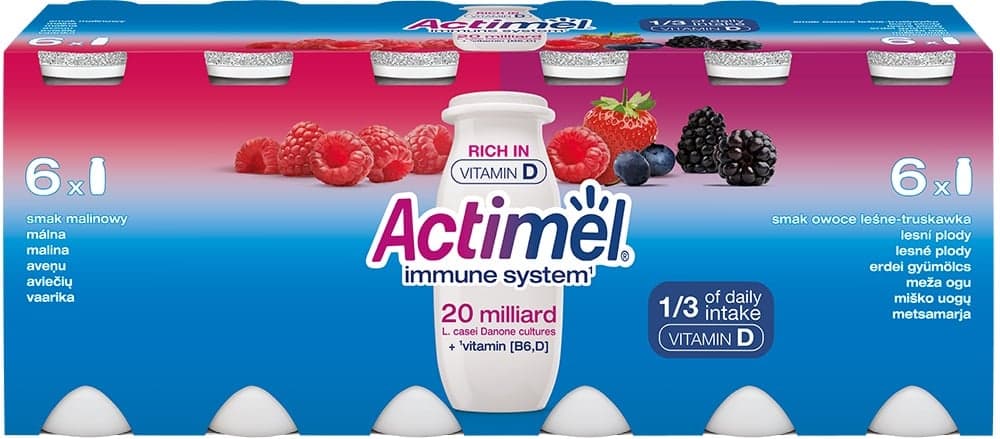 Actimel Probiotický nápoj malina a lesní ovoce 12×100 g