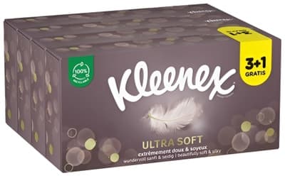 Kleenex Ultra Box kapesníky 3vrstvé, balení 3+1 256.0 ks