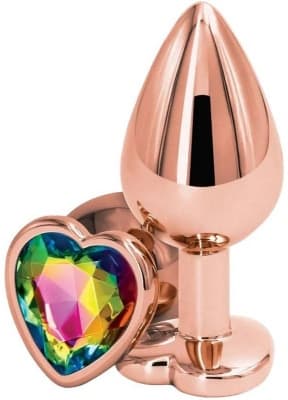 Sexy Elephant Anální kolík s diamantem Rose Gold Heart, střední