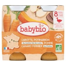 Babybio Bio menu mrkev, dýně a jablko s farmářským kachním masem 2 x 200g