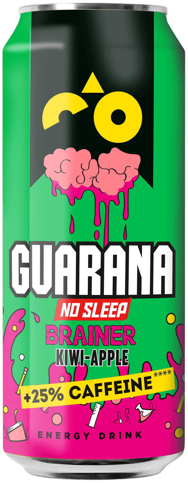 Guarana Kiwi a jablko brainer energetický nápoj plech