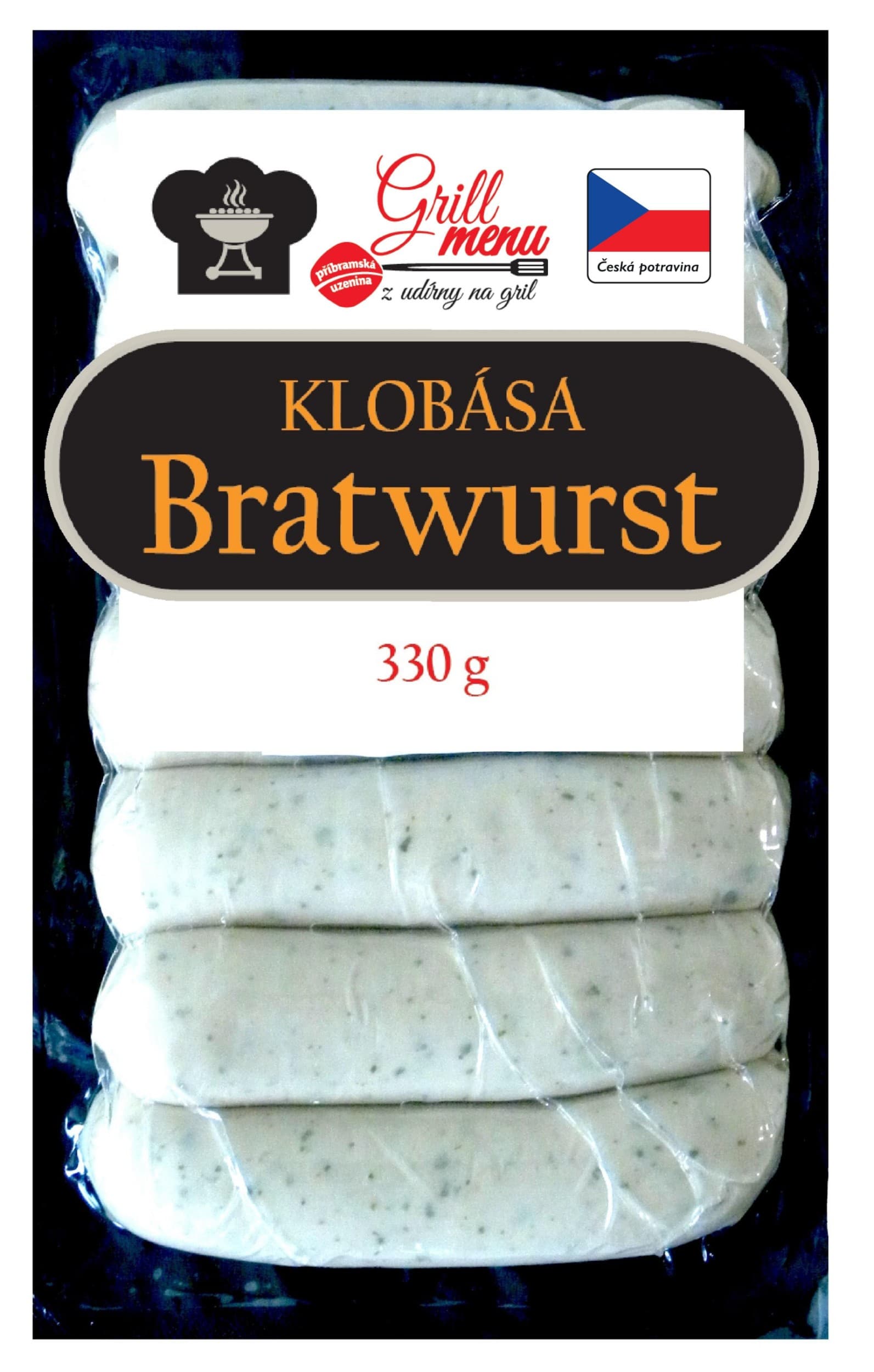 Uzeniny Příbram Bratwurst bílá grilovací klobása 330g