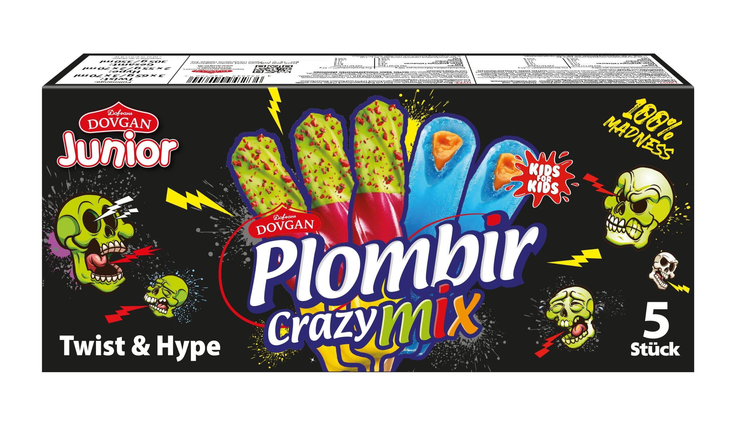 Plombir Crazy 5 ks (Twist 3+Hype 2) 350 ml
