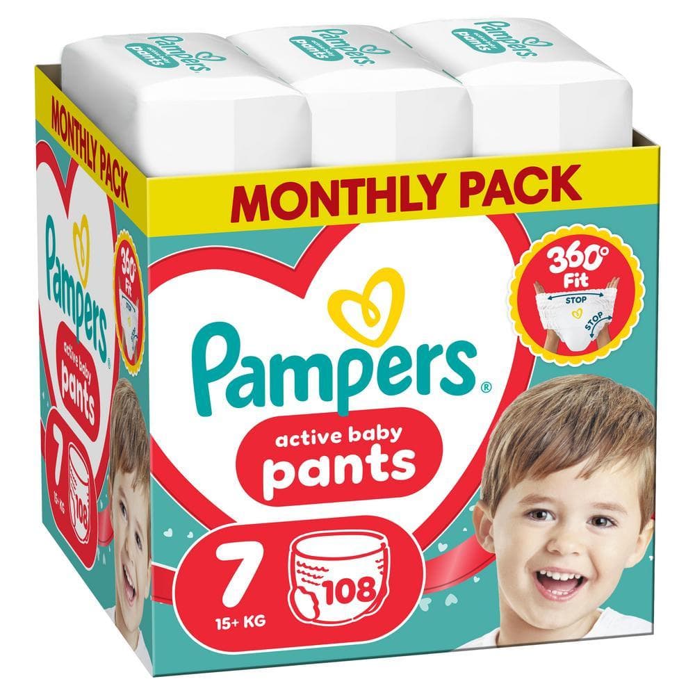 Pampers Active Baby plenkové kalhotky 7 (15+ kg) 108 ks