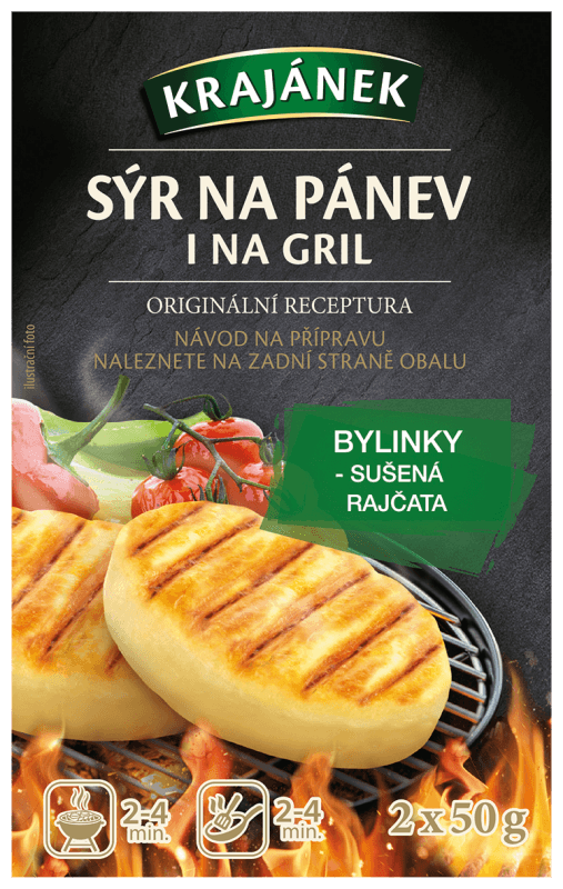 Krajánek Sýr na pánev i na gril s bylinkami a sušenými rajčaty (2×50 g)