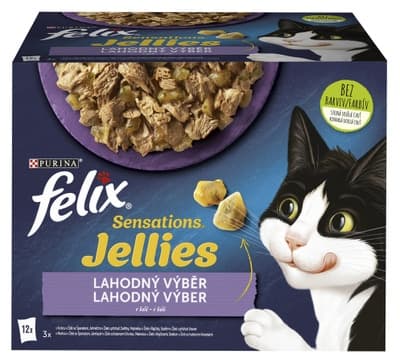 Felix Sensations Jellies kapsičky pro kočky jehněčí, makrela, sleď, krůta v želé 12x85g