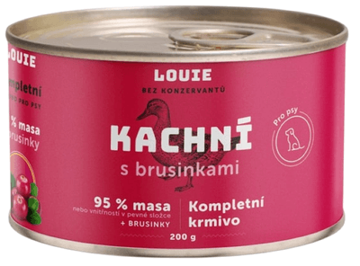 Louie Kachní konzerva s brusinkami, vitamíny a minerály pro psy 200.0 g