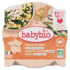 Babybio Bio brambory a fazolky s krůtími plátky 230g