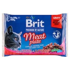 Brit Premium by Nature Meat Plate kompletní prémiové mokré krmivo pro dospělé kočky 4 x 100g (400g)