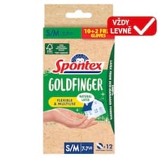 Spontex Goldfinger jednorázové rukavice z přírodního latexu S/M 7-7 1/2 12 ks
