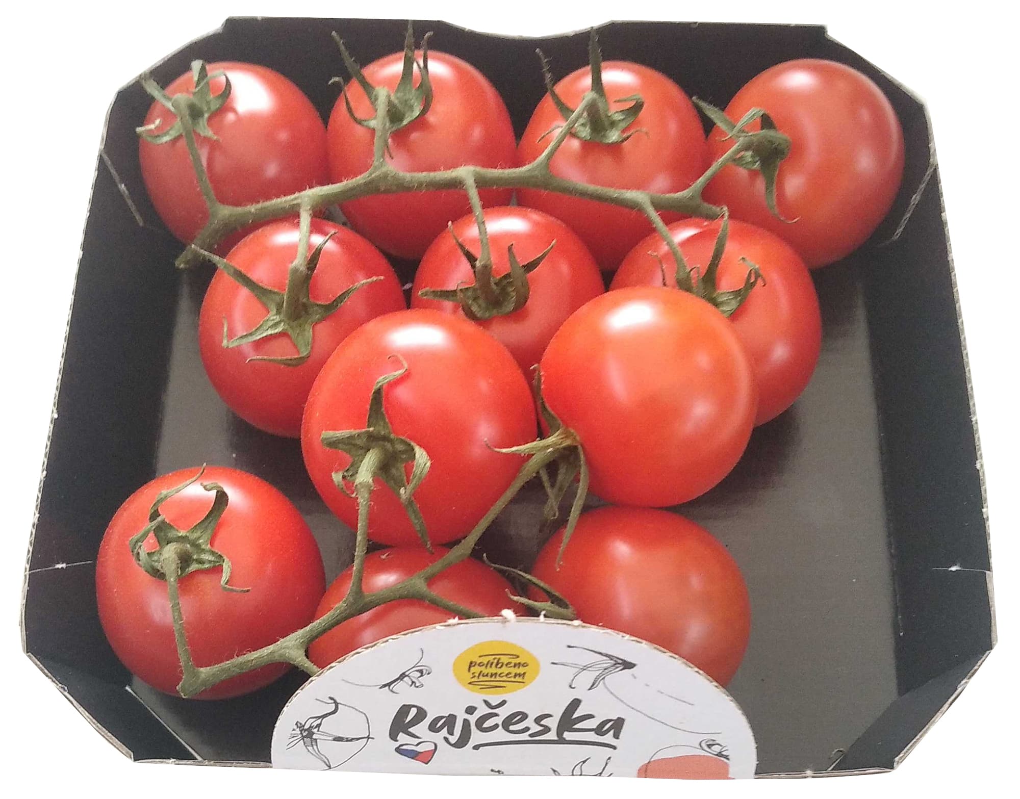 Koktejlová rajčata (odr. Red Pearl – velikost rajčete 3–4cm), balení
