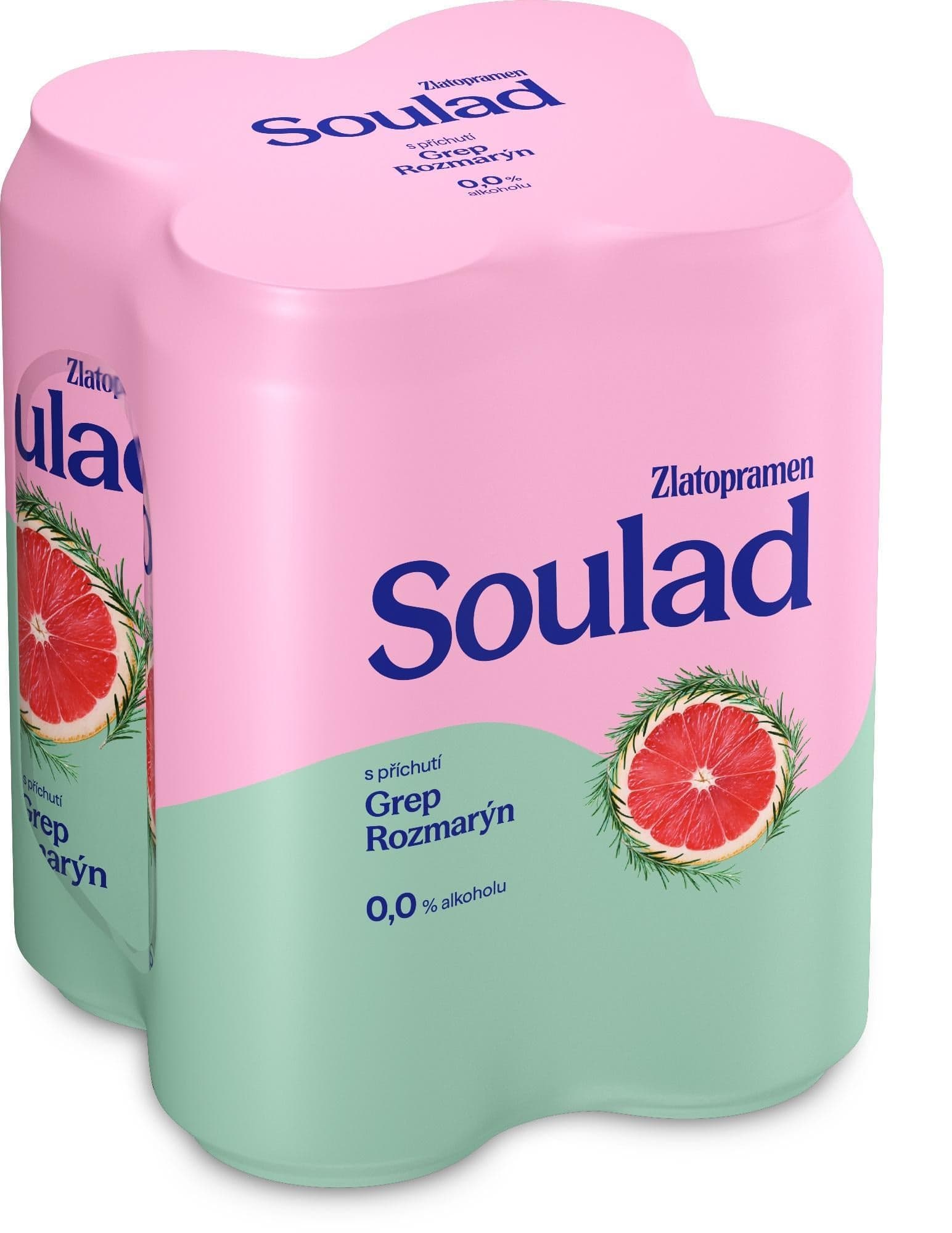 Zlatopramen Soulad 0.0% Grep a Rozmarýn plech 4×0,5 l