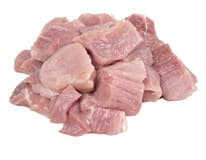 Vepřové kostky z kýty 3 x 3 cm volně ložené chlaz. váž. cca 8 kg vlastní výroba
