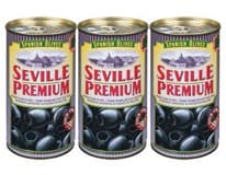 SEVILLE PREMIUM Olivy černé španělské bez pecky 3 x 350 g