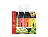 STABILO BOSS ORIGINAL Zvýrazňovač mix (žlutá, oranžová, zelená, růžová) 4 ks pouzdro