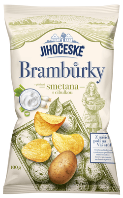 Jihočeské Brambůrky s příchutí smetana s cibulkou