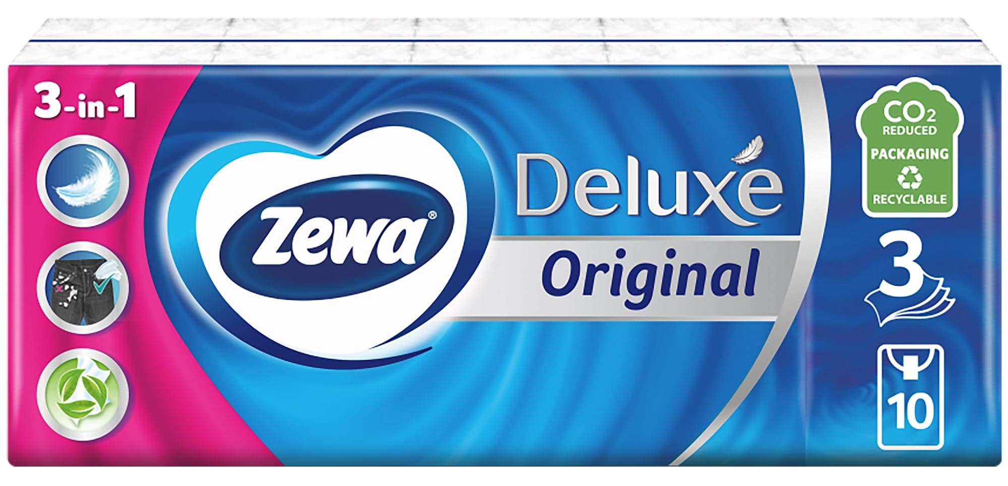 Zewa Deluxe Standard papírové kapesníky 3vrstvé 10x10ks