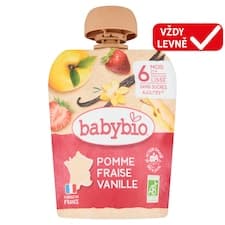 Babybio Bio pyré jablko jahoda vanilka 90g