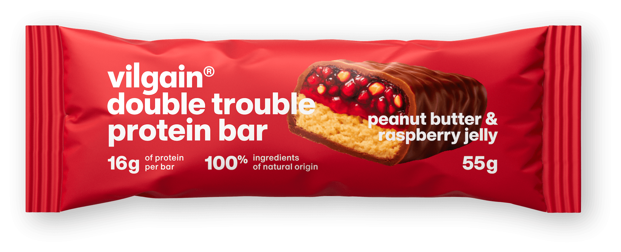 Vilgain Double Trouble Protein Bar arašídové máslo & malinový džem 55 g