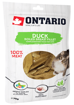 Ontario Pochoutka kachna, vařené prsní filety pro kočky