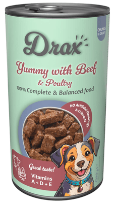 Drax Konzerva Adult s hovězím a drůbežím pro psy 1.24 kg